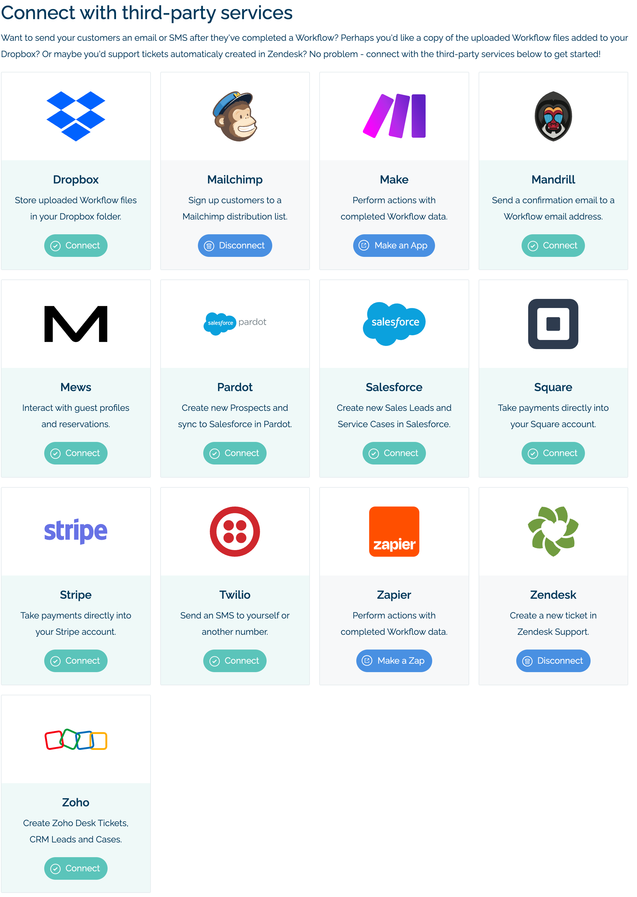 Third party integration settings in MyMalcolm