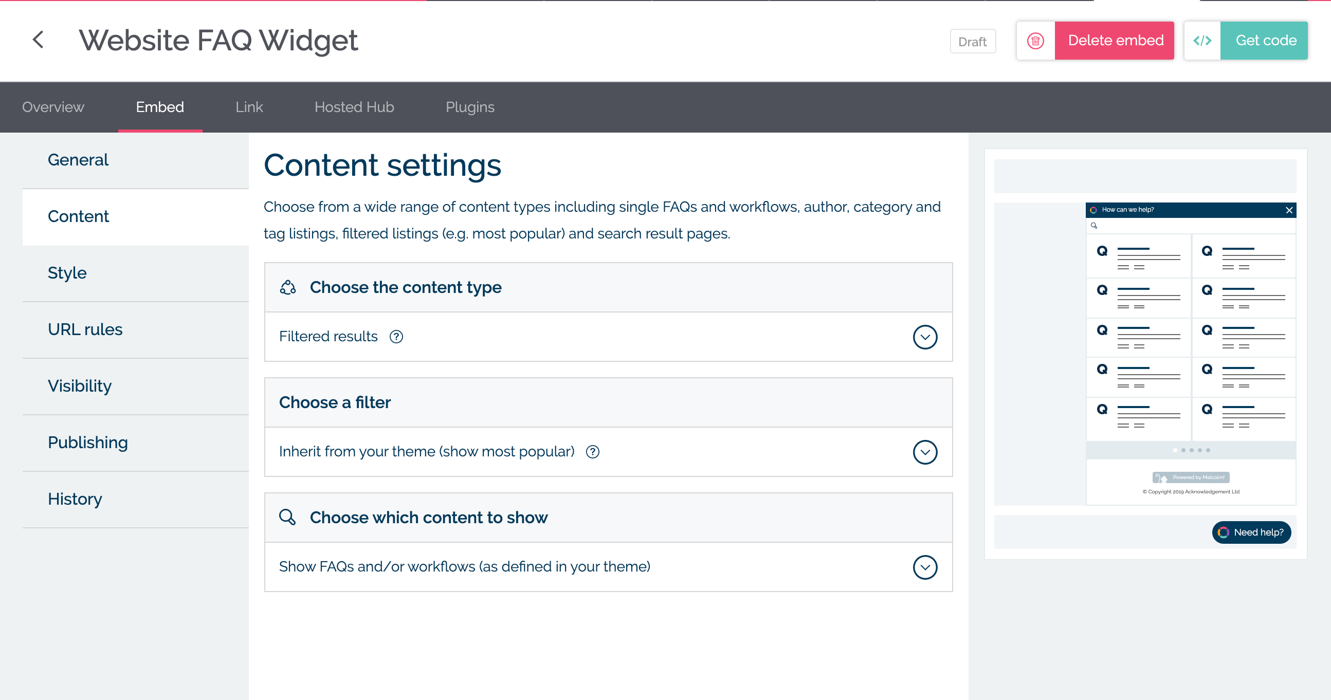 Choose the content for your widget