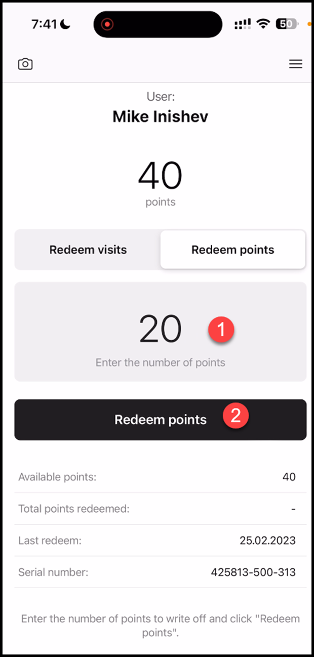 no of redeempoints