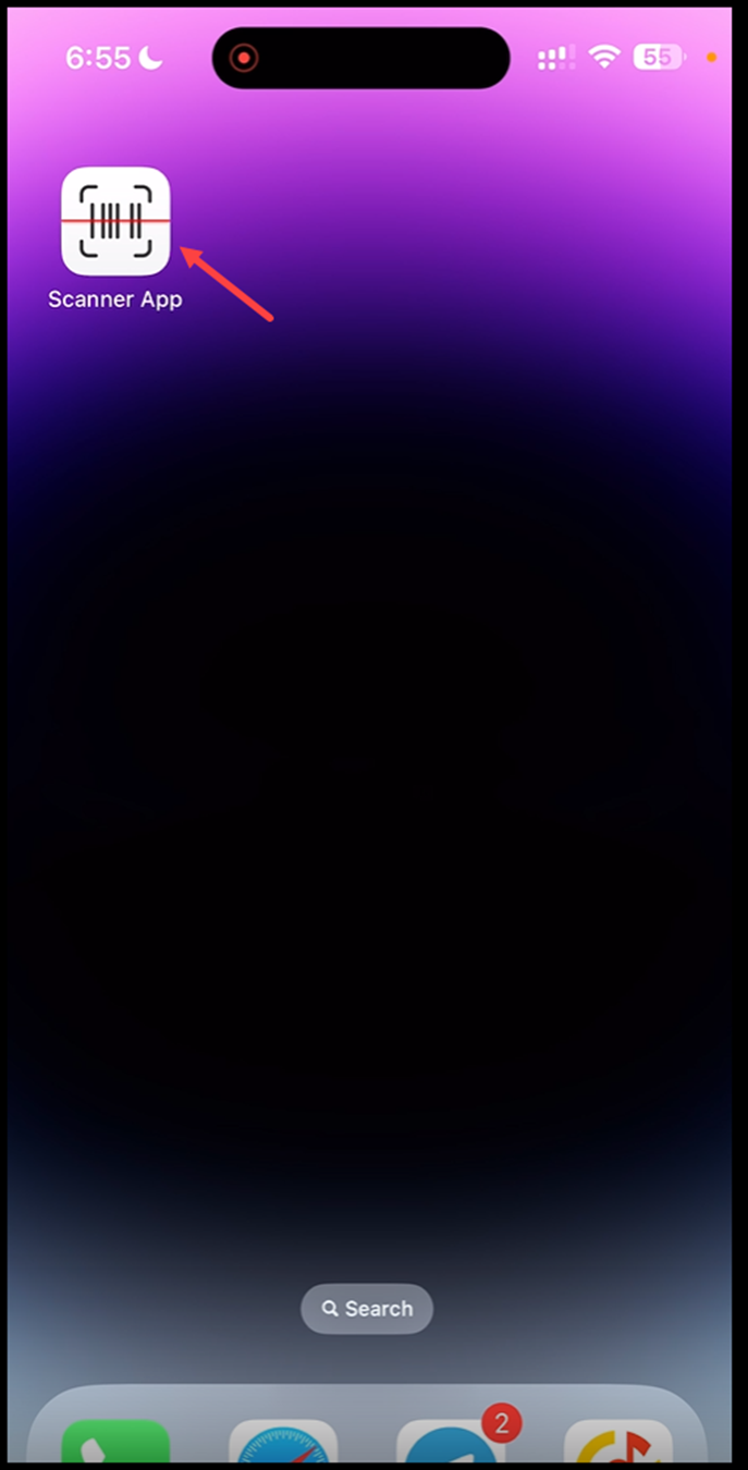 scannerapp-homescreen