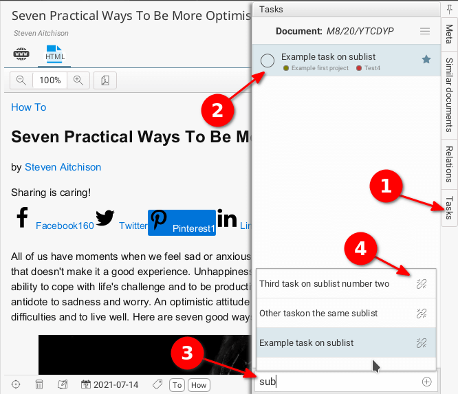 Add tasks to document