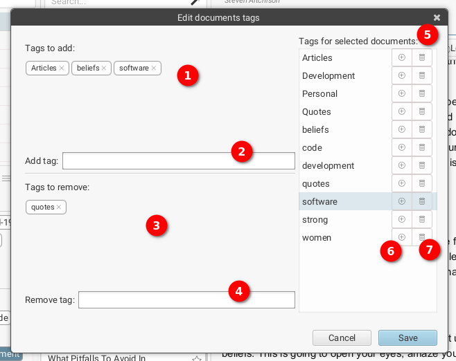 Edit tags for many documents