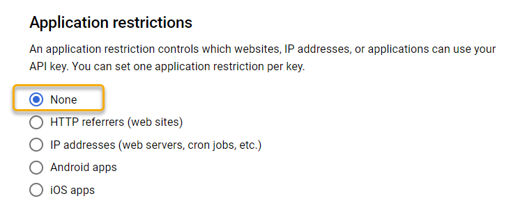 application restrictions