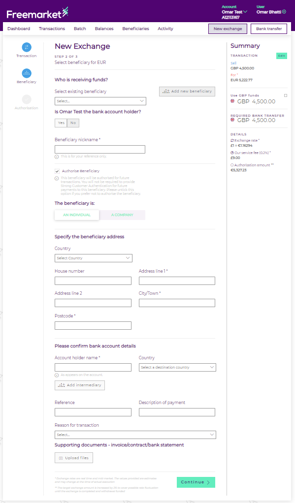 Creating a new exchange instruction