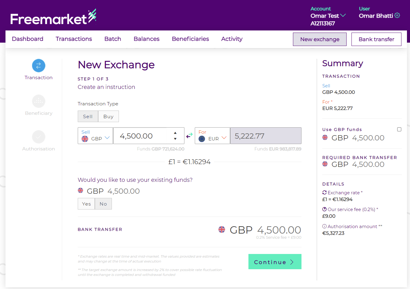 Creating a new exchange instruction