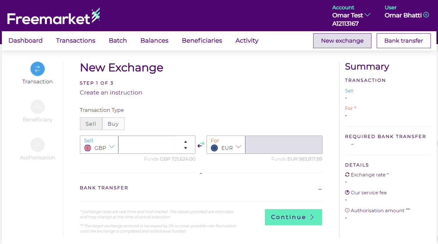 Create a new exchange instruction