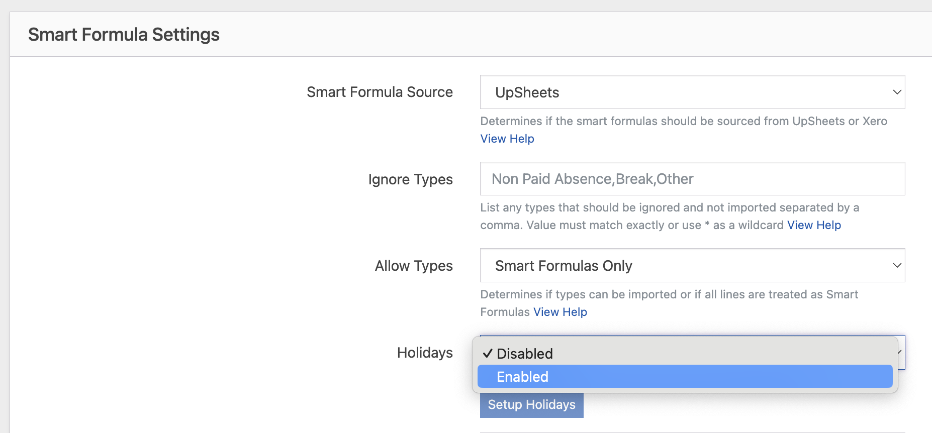 enable smart formulas