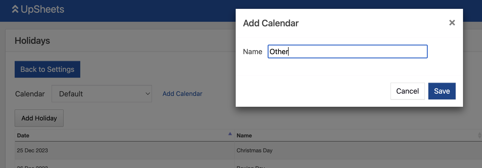 add calendar