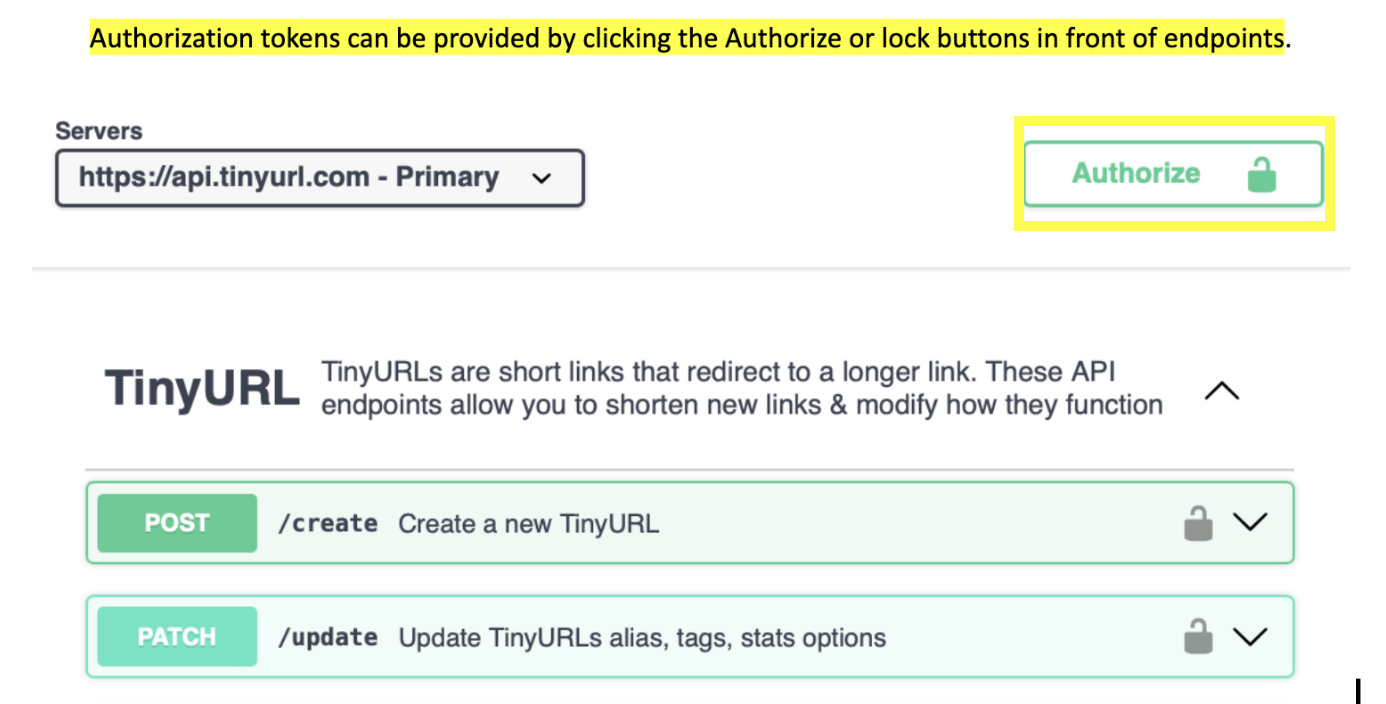 API - Authorize button