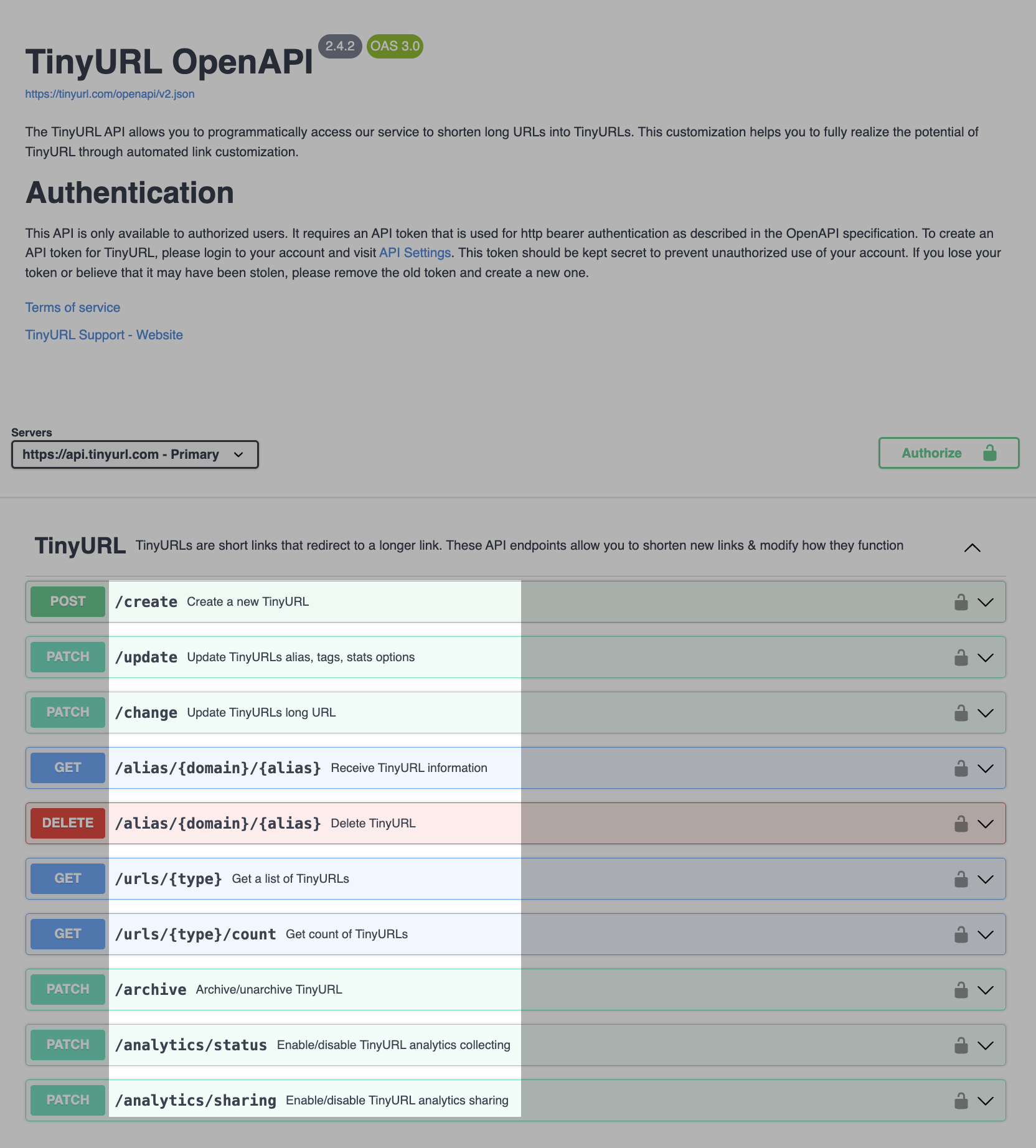 API - Endpoints and Descriptions