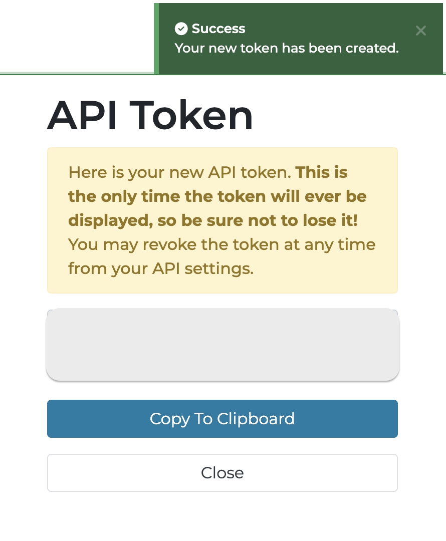 Settings - API Token Slider