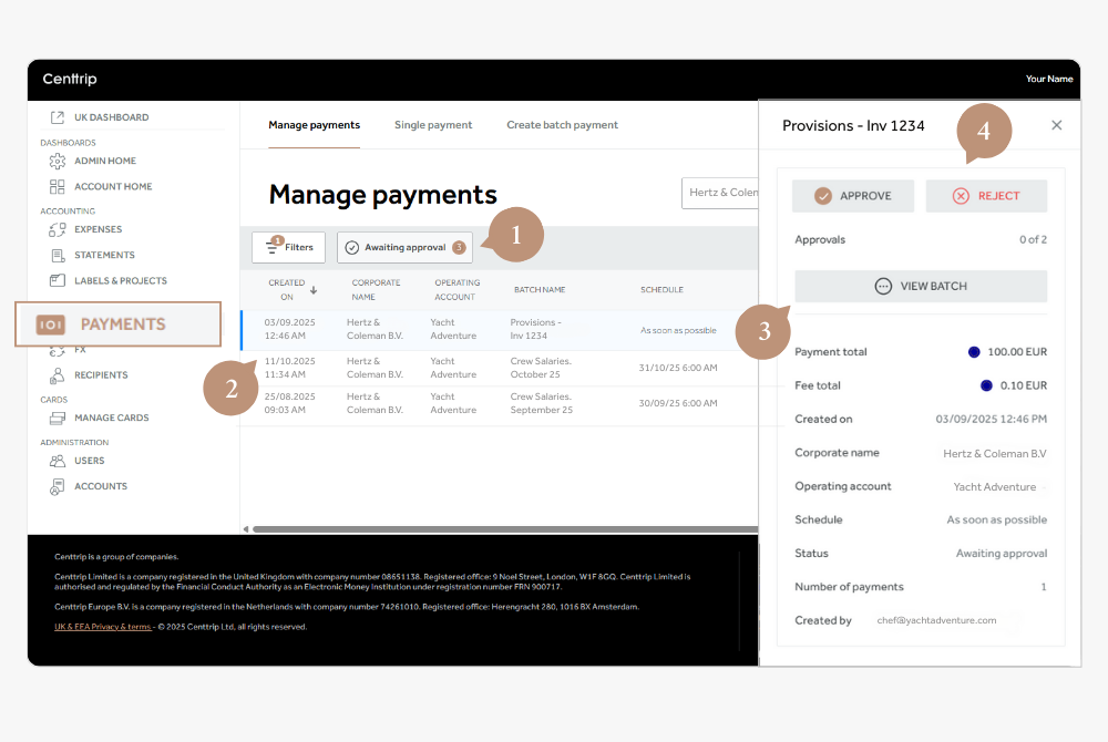 Global - Approve Payments