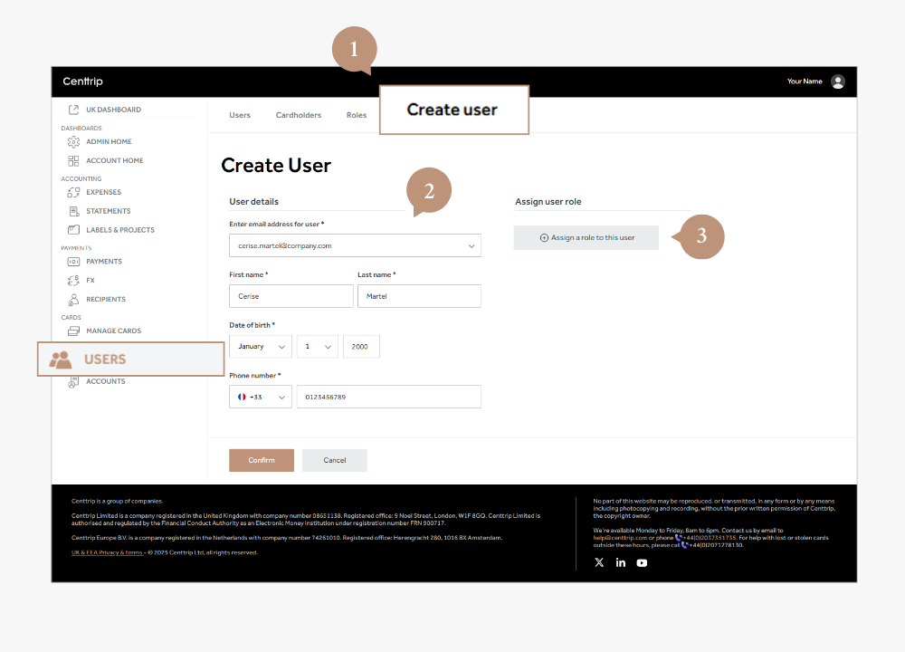 Global FAQs - Create user 1