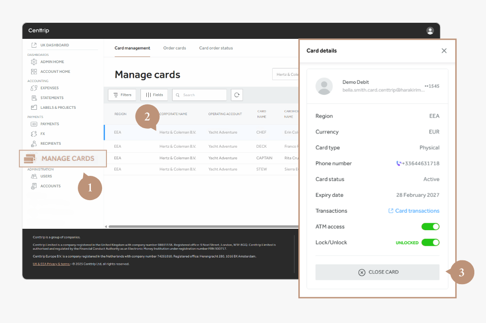 Global - close card desktop