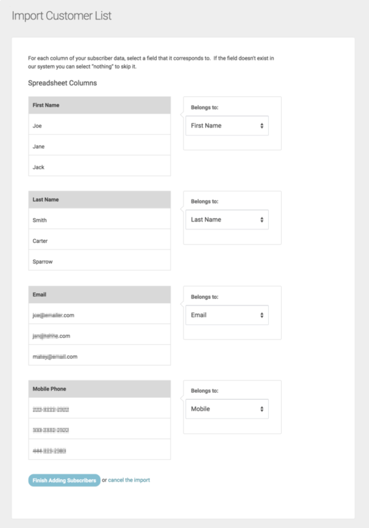 Import a customer list for single locations -2 V2