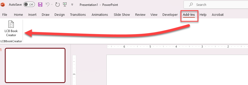 LCB Book Creator Finding the Add-In