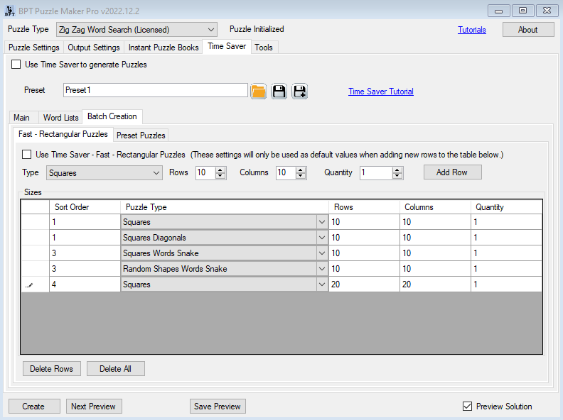 Zig Zag Word Search Time Saver Batch Creation