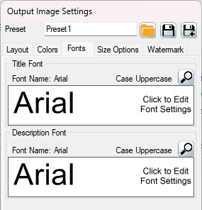 Image Settings - Fonts