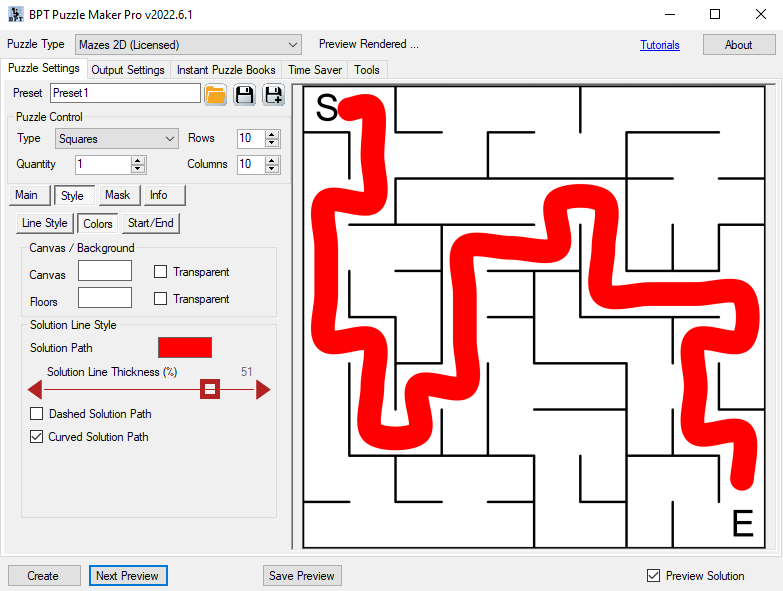 Mazes 2D - Styling - Solution Curved