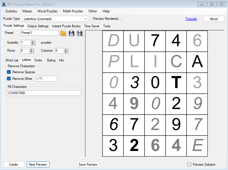 Letterbox Using Digits