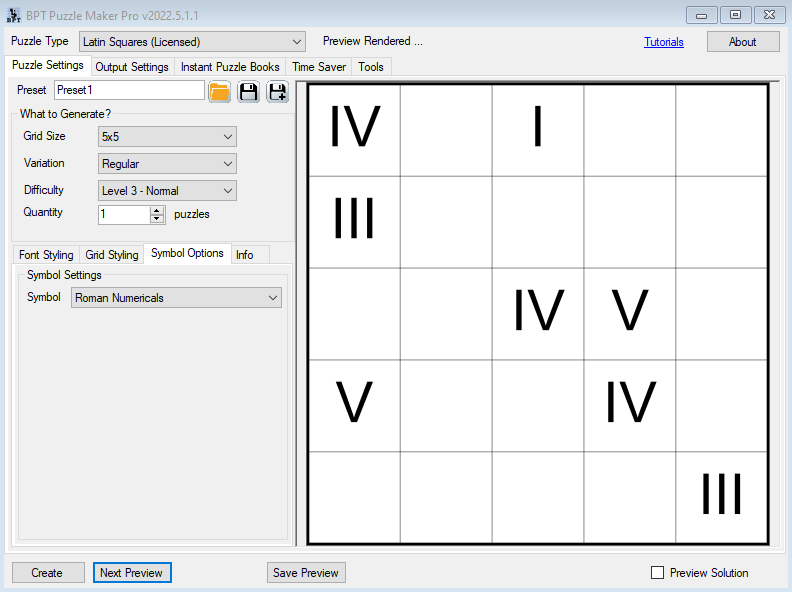 Latin Squares - Roman Numericals Screenshot.png