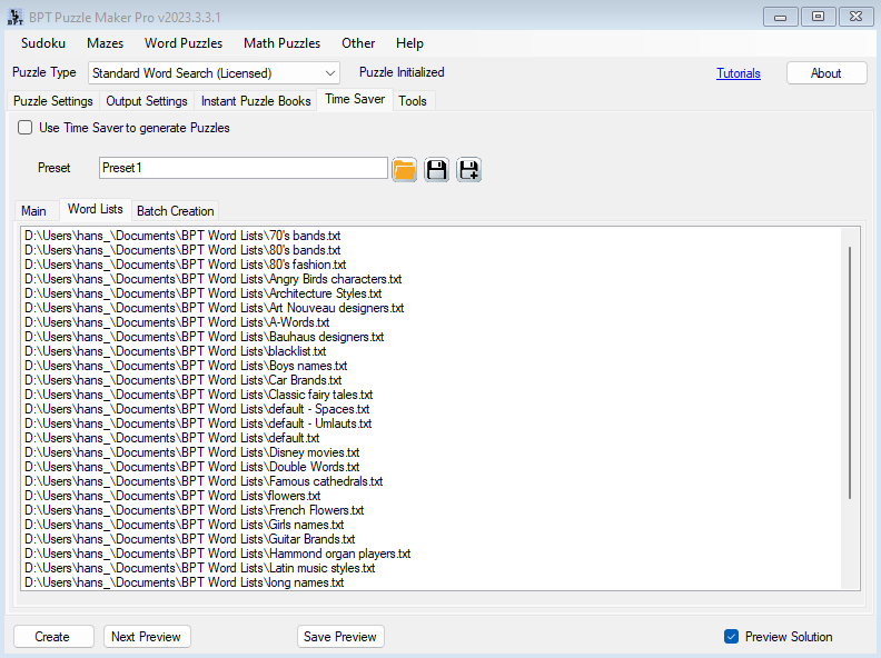 Word Search TS2 - Word Lists