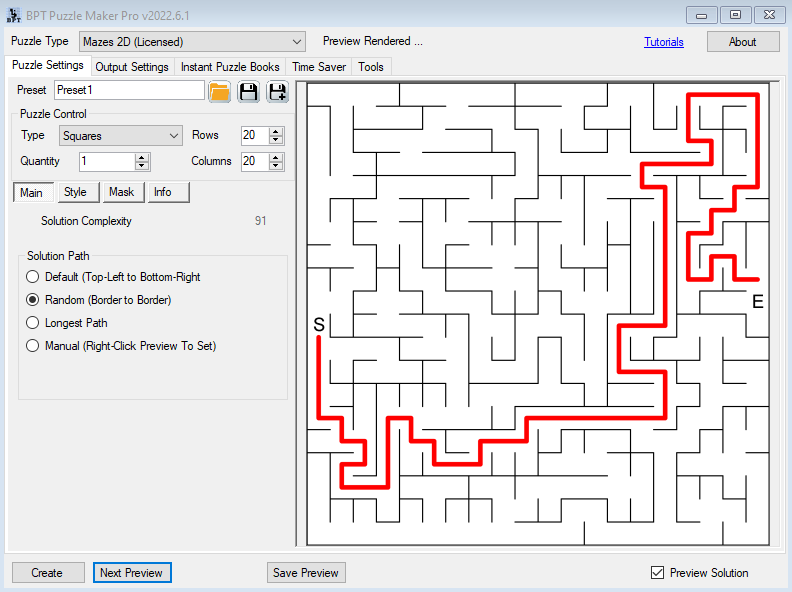 Mazes 2D Squares - Path Random