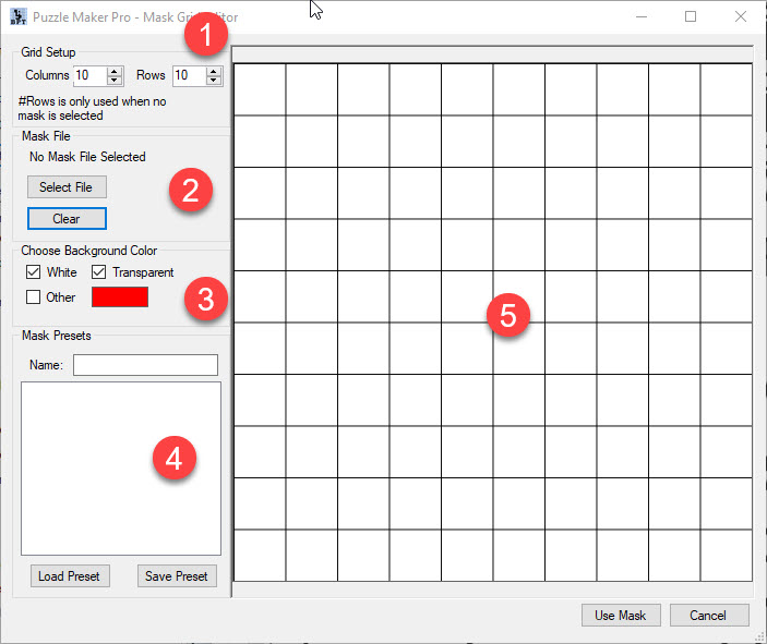 Word Search mask grid editor