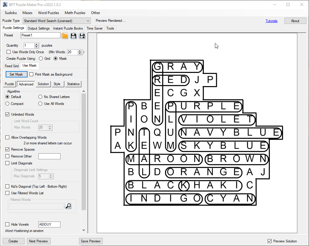 Word Search mask added