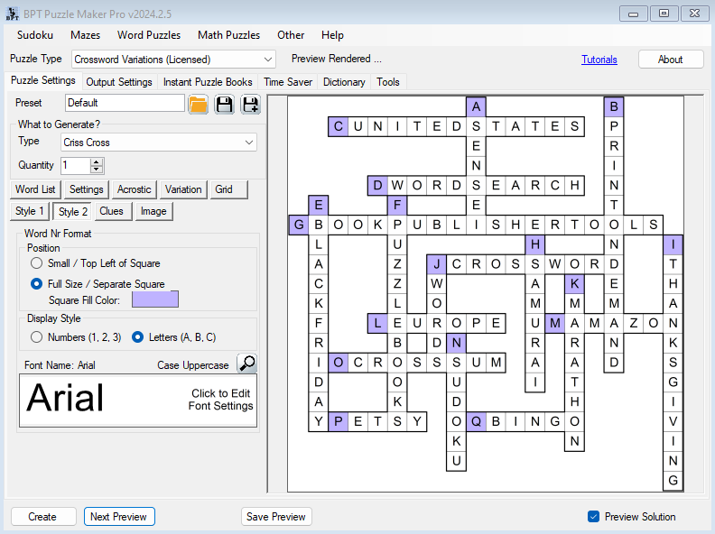 Crossword Variations - Style 2