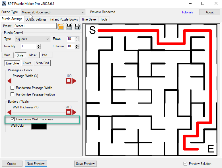 Mazes 2D - Styling - Walls Random