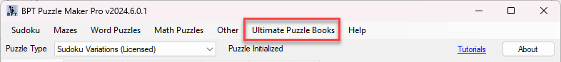 01 Ultimate Puzzle Books Menu Option