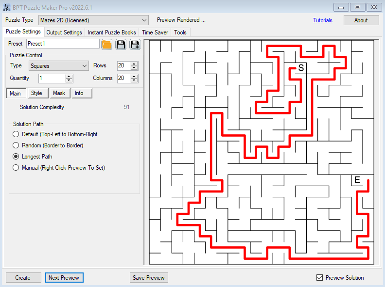 Mazes 2D Squares - Longest Path