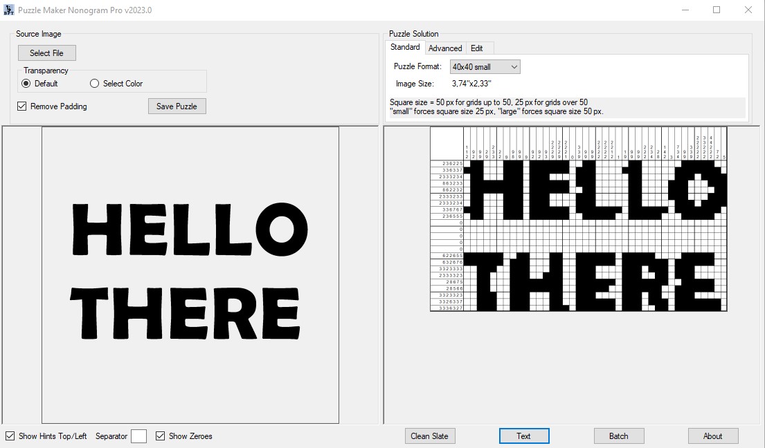 Puzzle maker nonogram text hello there