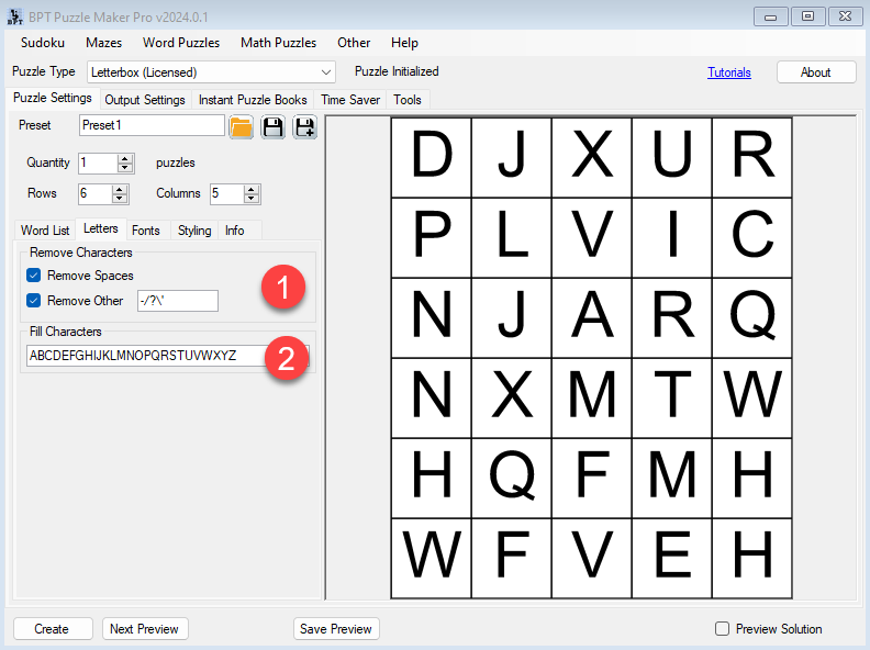 Letter Options Overview