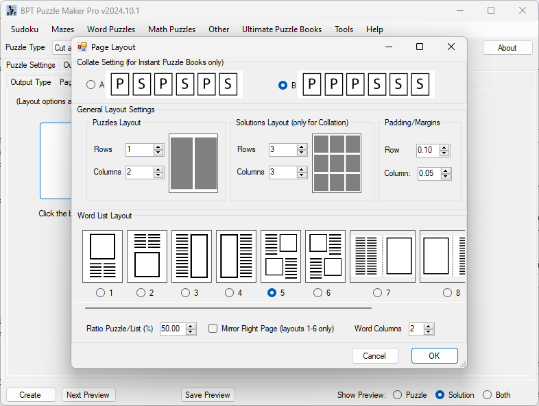 Puzzle Maker Pro v202410 - Page Layout Rectangular