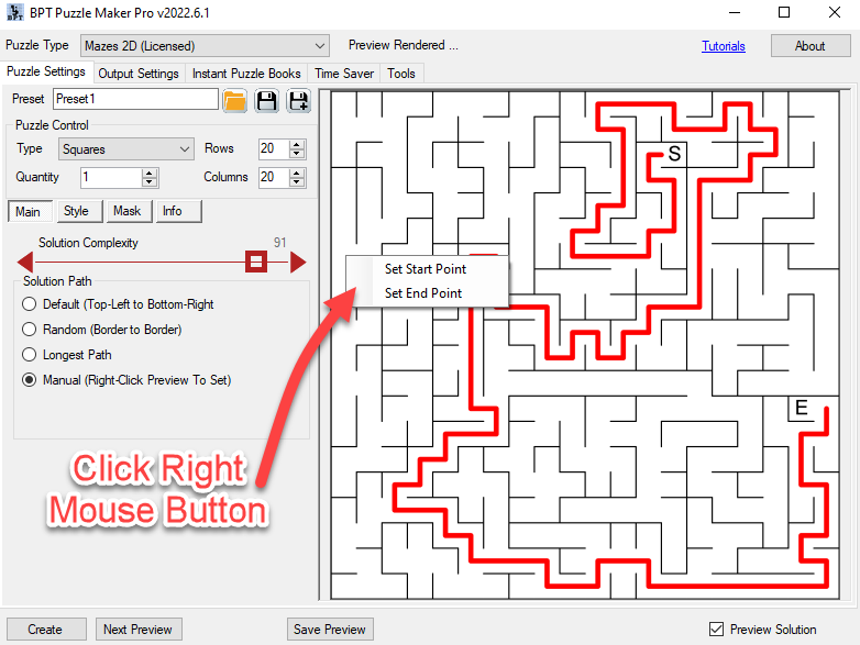 Mazes 2D Squares - Manual Start