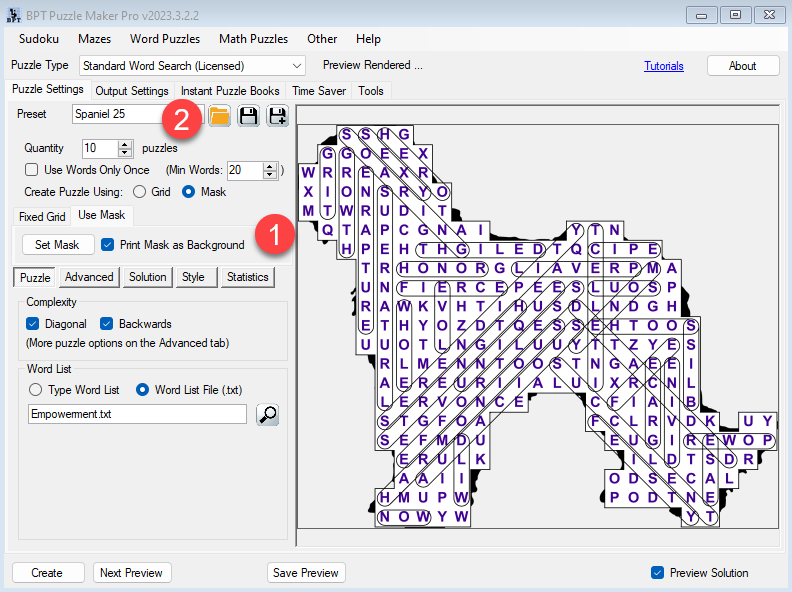 Masks TS - Word Search With Mask