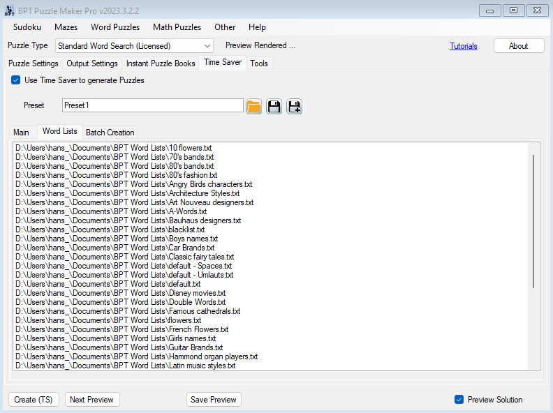 full page word search ts 2 word lists