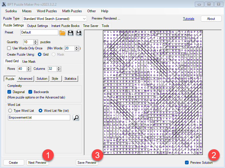 full page word search - manual 1