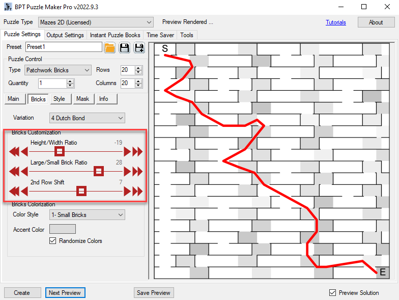 Patchwork Bricks Customization